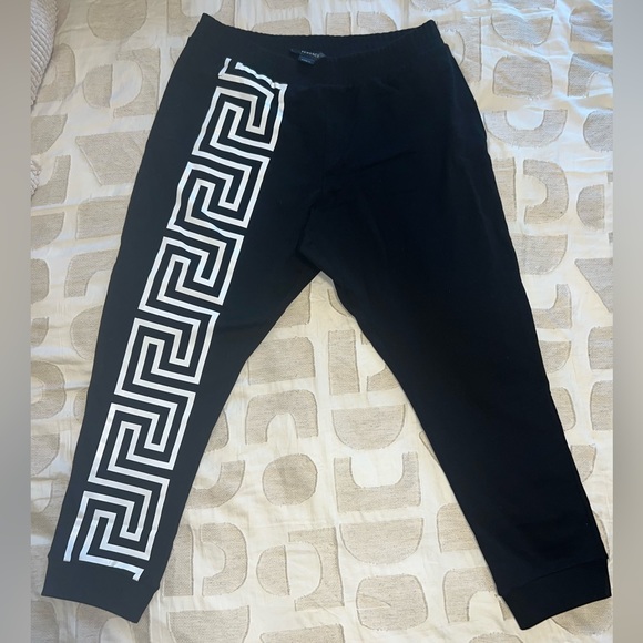 Mens Versace Greca Print Sweatpants - Black - Picture 2 of 9